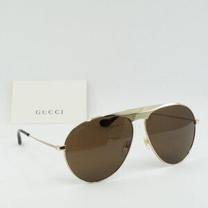 Gucci GG0908S 001 Aviator Sunglasses – Gold/Brown